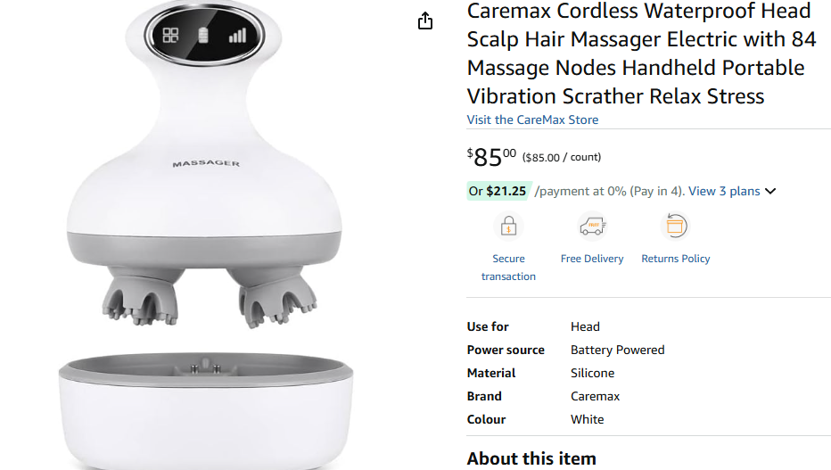 Premium Head Scalp Massager - Waterproof Electric with 84 Nodes